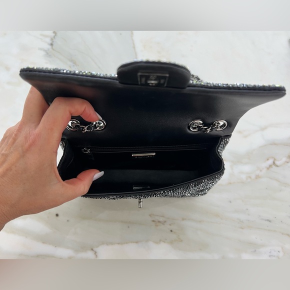 CHANEL 23A CC RUTHENIUM & BLACK CRYSTAL MINI FLAP BAG NWT! - Picture 13 of 17